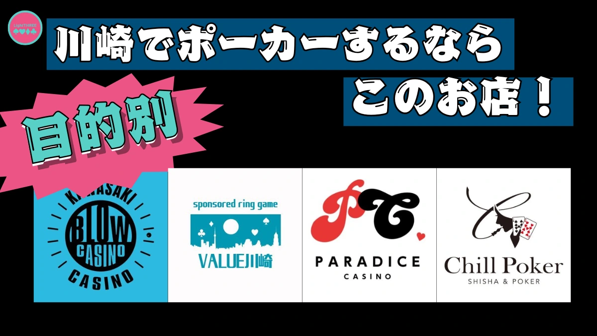 目的別の川崎のポーカールームのおすすめを紹介する画像