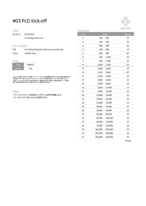 MIXゲーム　PLO Kick-off