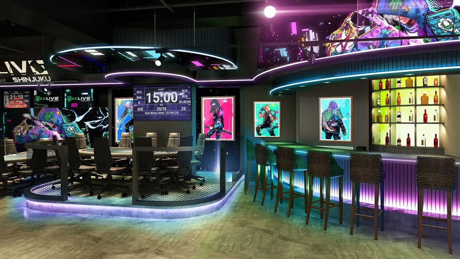 都内のポーカールーム、KKLP新宿の店内画像