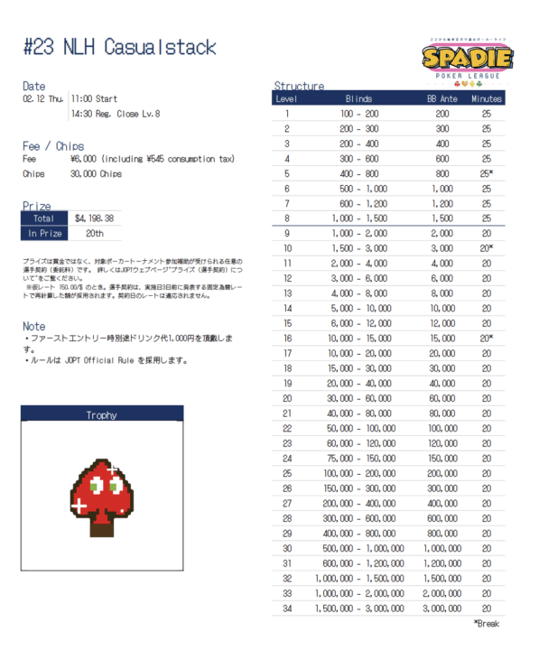 NLH Casualstackのプレイヤーズガイド