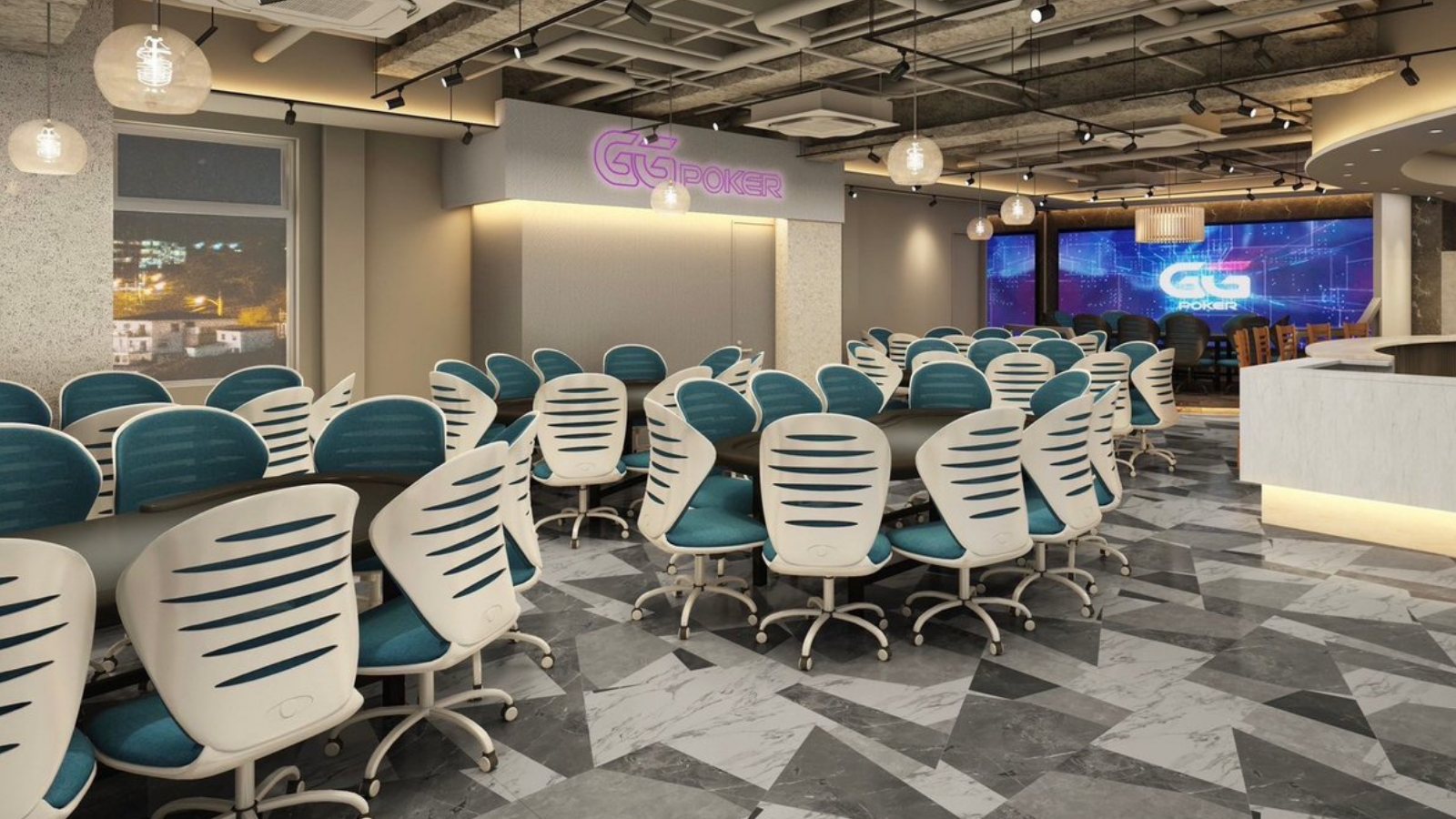 GoodGamePokerLive名古屋の店内写真。