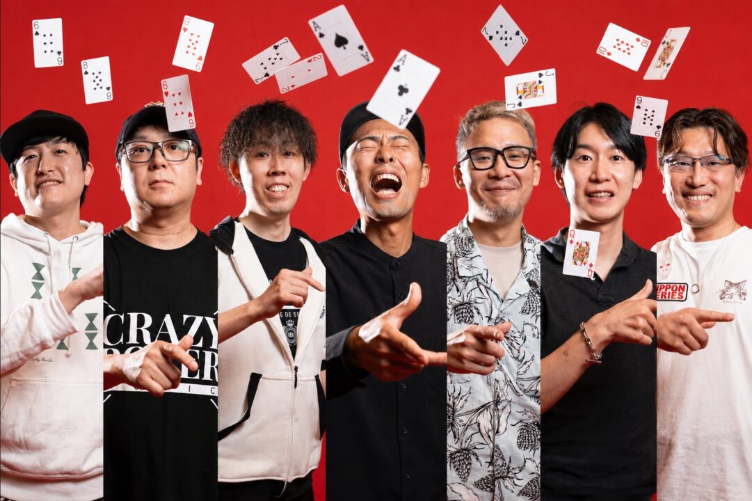 ファイナルテーブルは7名
左から：こぱす、モロ、ぐりー、おかちゃん、げんげんですけど、Hide、Rickey