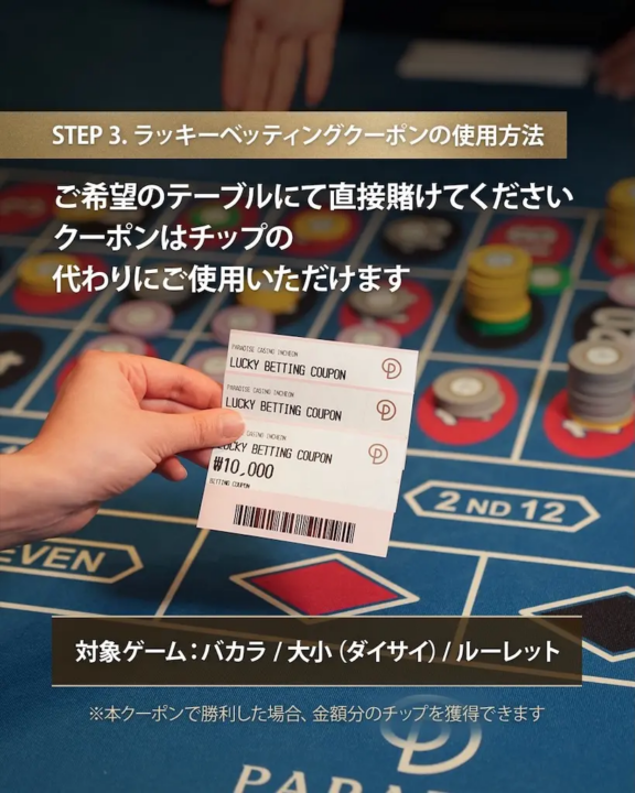ラッキーベッティングクーポンの使用方法