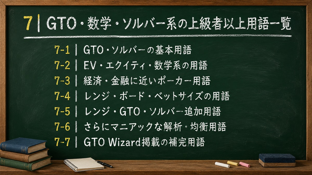 GTO・数学・ソルバー系の上級者以上用語一覧