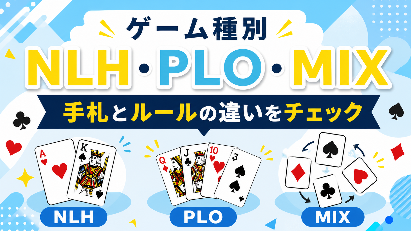 NLH・PLO・MIXのゲーム種別を比較した図解